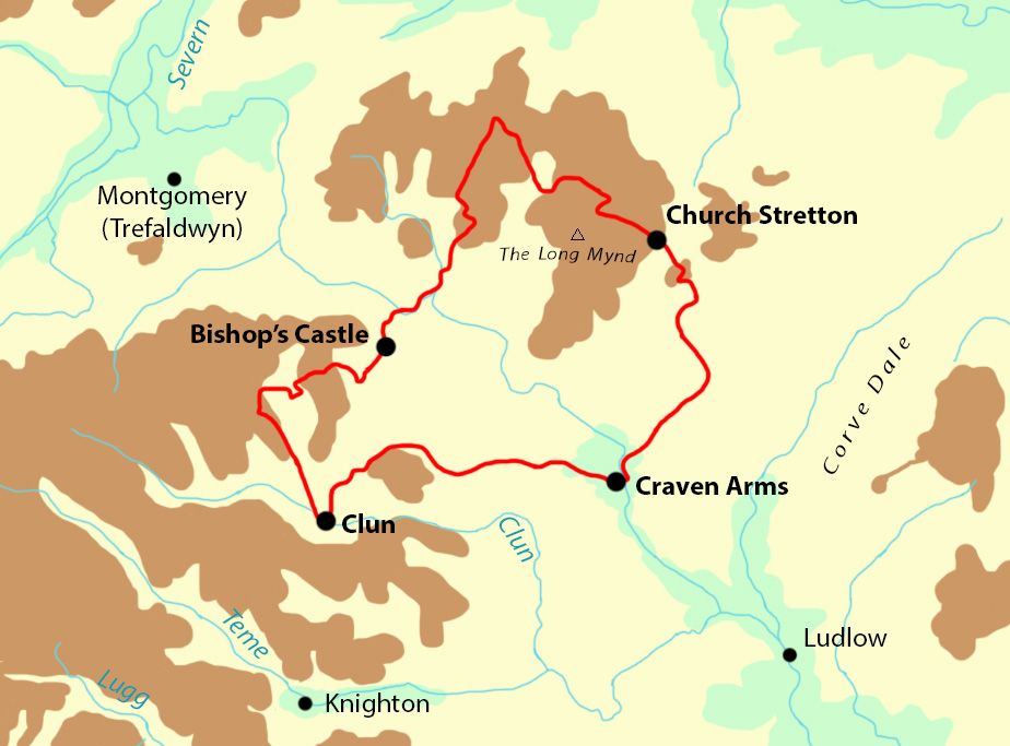Shropshire Hills: Wild Edric's Way map